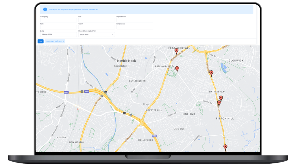 Lone Worker software dashboard view