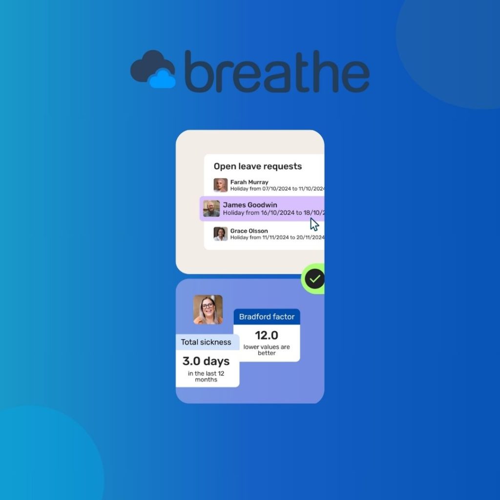 Breathe HR logo with image of software