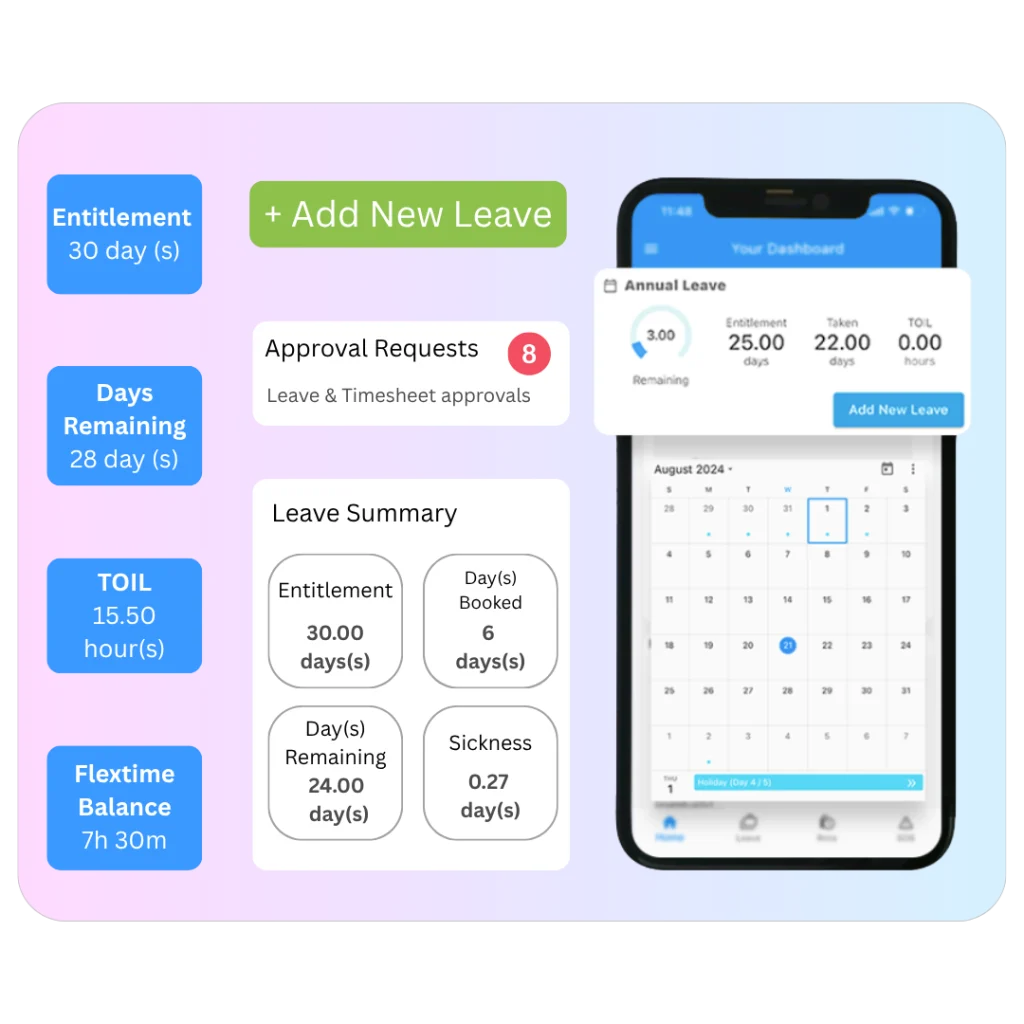 Holiday requests in Evalu-8 HR