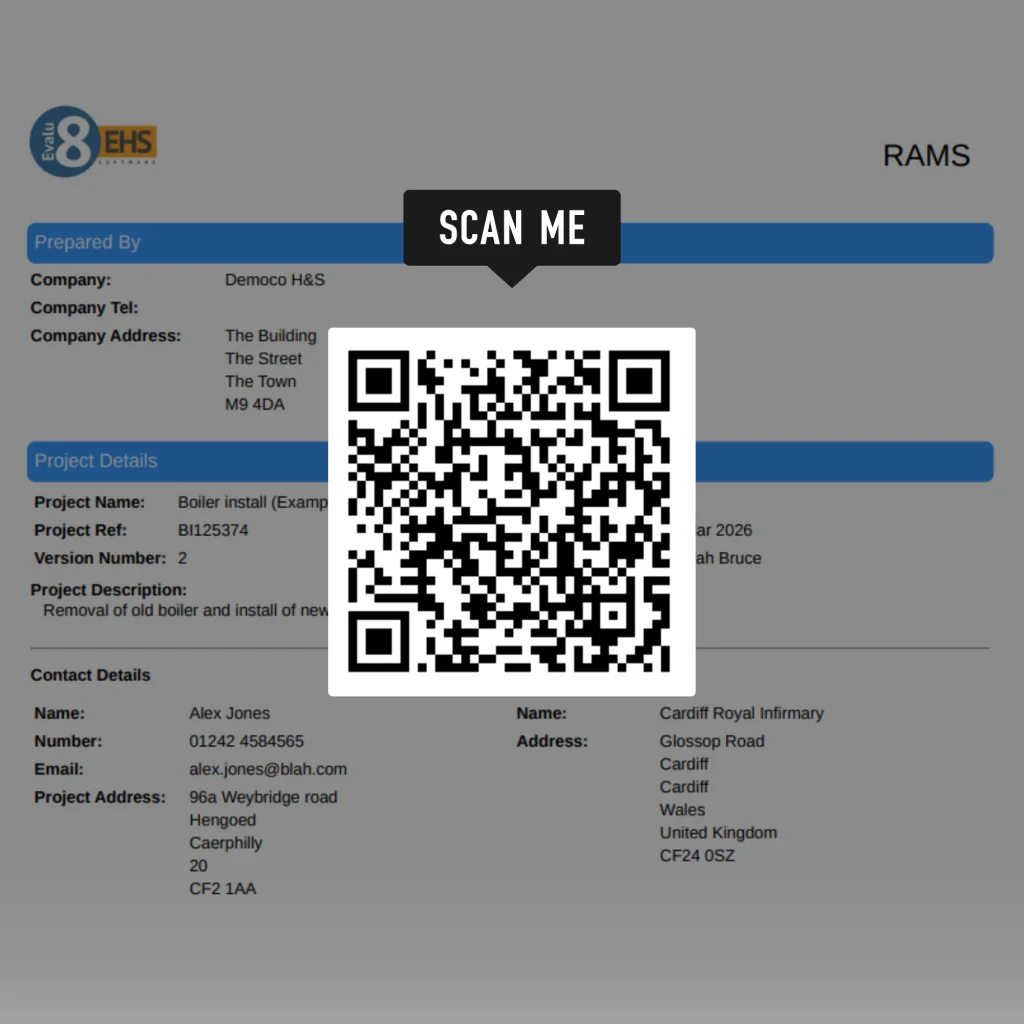 QR code labelled Scan me over a RAMS document