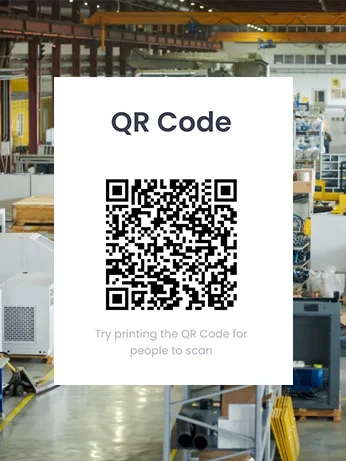 QR code sign on a factory floor to print for people to scan