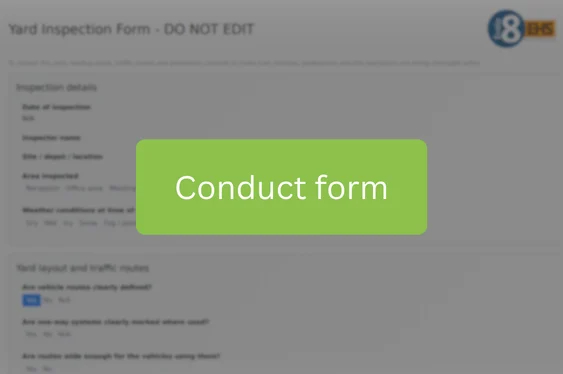 Conduct form button over a yard inspection form