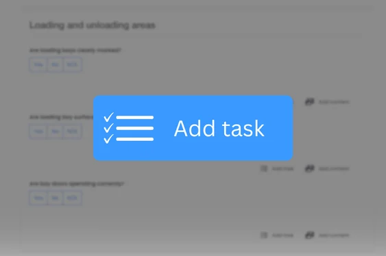 Add task button over a loading and unloading area checklist