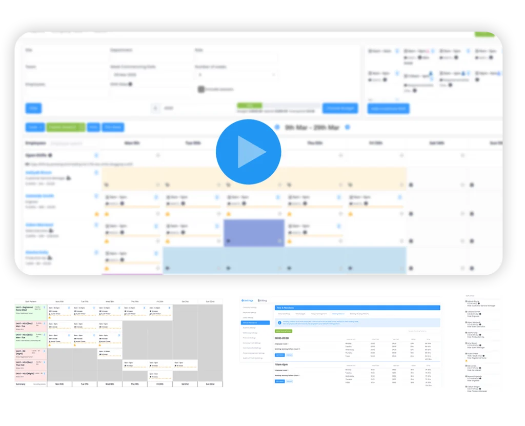 Guided tour preview of the rota scheduler with a play button